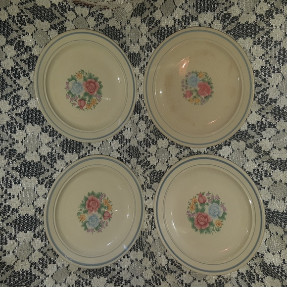 Set of 4 Stone Ware Dessert Salad Plates Vintage 6.75" - Picture 3 of 8